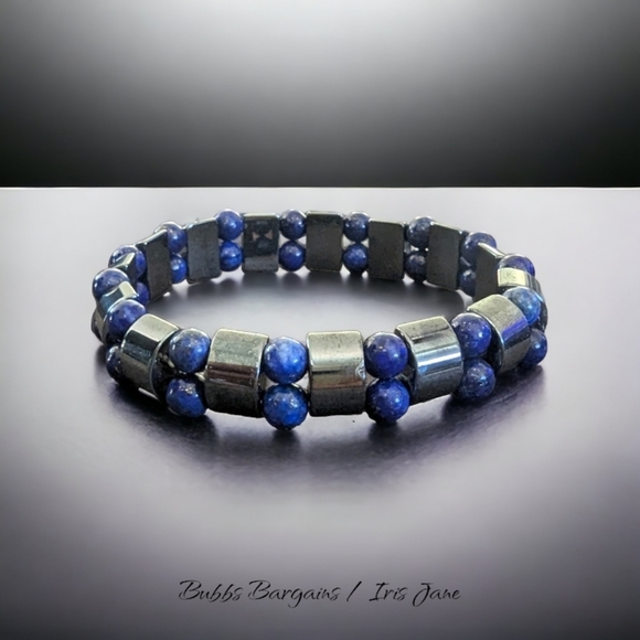Other - Lapis Lazuli & Hematite Men's Bracelet - Natural Crystals & Stones